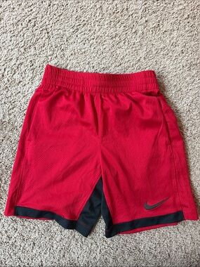 Nike Boys Red Athletic Shorts with Black Accents